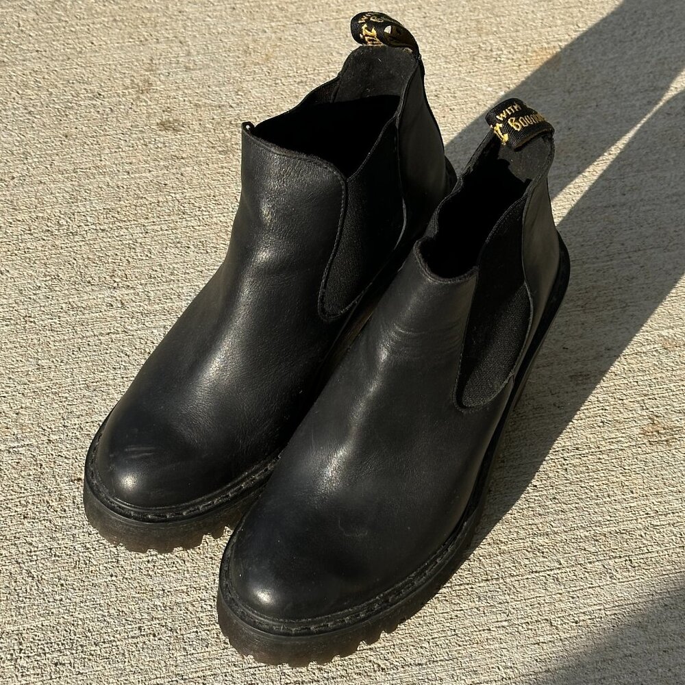 Dr. Martens Heeled Black Leather Boots $68